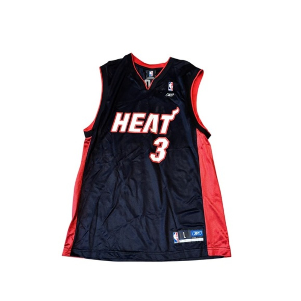 Vintage Reebok Dwyane Wade #3‎ Miami Heat NBA Jersey Black Red Size XL Mens